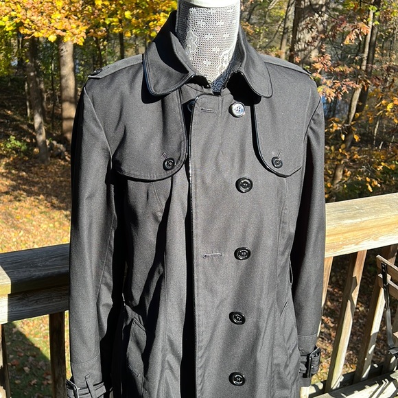 Burberry traditional trench coat black patent piping nova check lining Women’s
